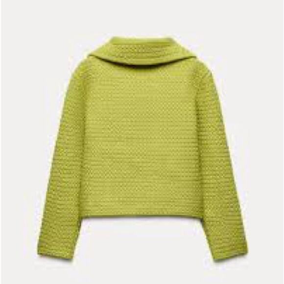 ZARA CHUNKY KNIT PETER PAN COLLAR CARDIGAN - Picture 3 of 7